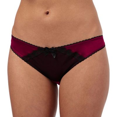 Dark red lace Brazilian briefs